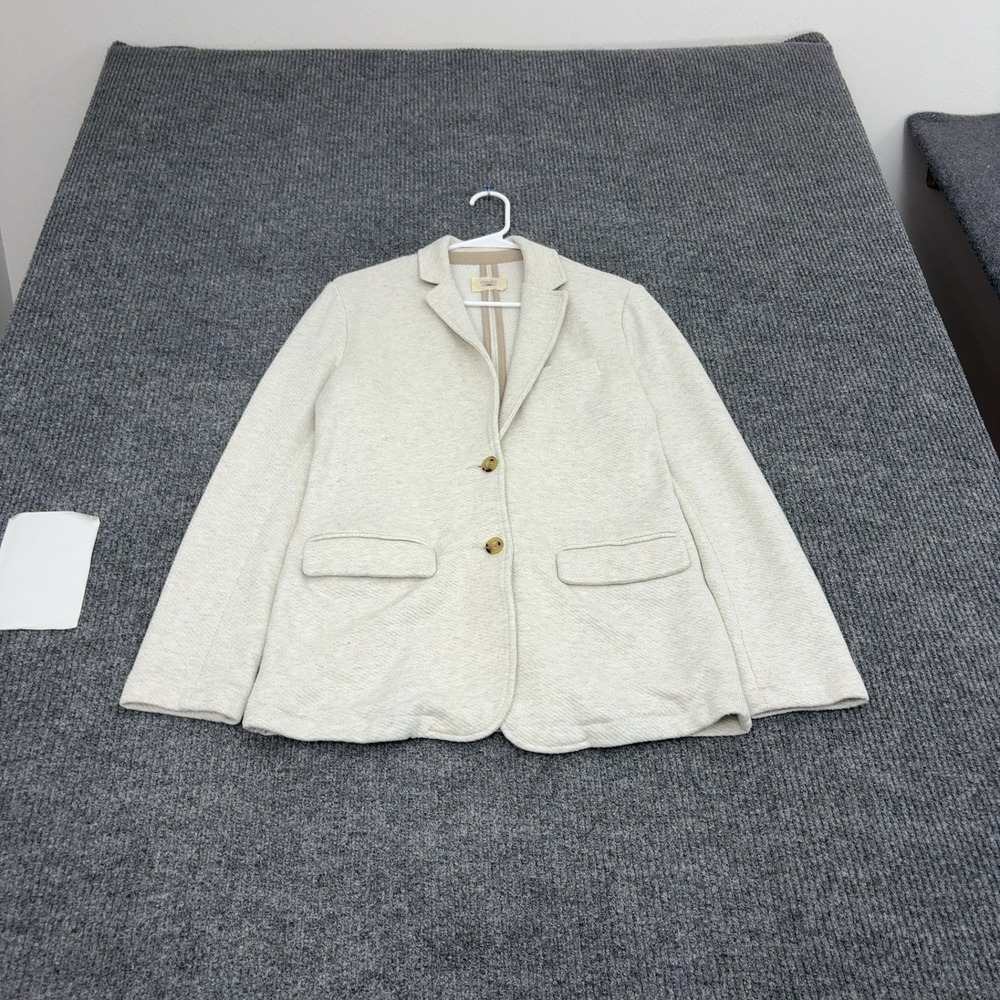Faherty Blazer Womens M Oatmeal Organic Cotton Knit Two Button Casual Classic